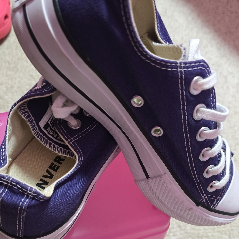 Converse Dark Blue Canvas Sneakers with White Accents - Picture 5 of 5